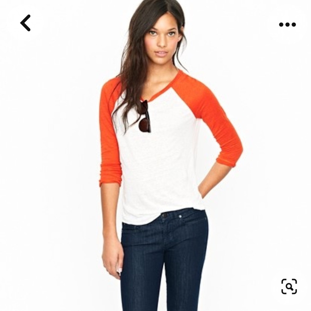 Jcrew linen 3/4 sleeve baseball shirt